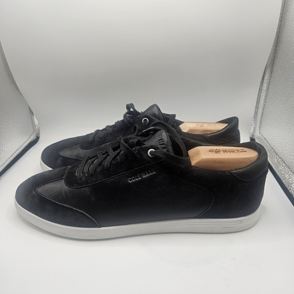 Cole Haan Grand.OS Men’s Size 10.5 B Black Leather Suede Low Top Casual Sneakers - Picture 2 of 10